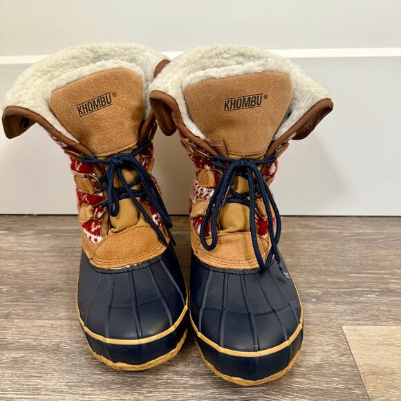 Khombu Maya Fair Isle Knit Snow Boots Sz 8 EUC - Picture 1 of 7
